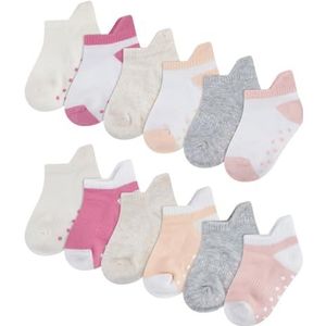 Huggies Little Hugs Huggies Pull-On kindersokken, 12 stuks, uniseks, baby, beige/wit/roze/grijs, 0-6 Maanden