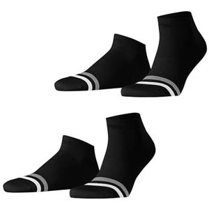 ESPRIT Heren Korte sokken Accent Stripe Multipack M Sn katoen kort gedessineerd 2 paar, Zwart Black 3000, 43-46