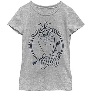 Disney Frozen 2 Deep Thought Olaf Girl's Crew Tee, Athletic Heather, XS, Athletic Heather, XS