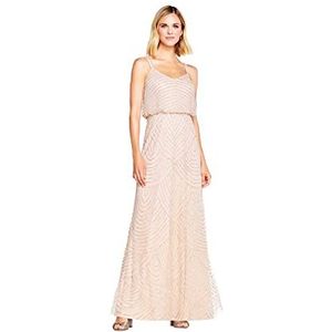 Adrianna Papell Women's Art Deco Beaded Blouson Gown, Blush, 10