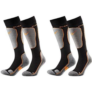 Black Crevice Skisokken, voor dames en heren, maten I Snowboardsokken met speciale voering aan de belaste zones I temperatuurregulerend en ademend I 2 paar