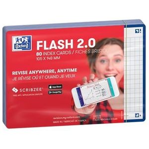 Oxford Flash 2.0 Flashcards A6 geruit 5mm blauw pak 80 kaartjes