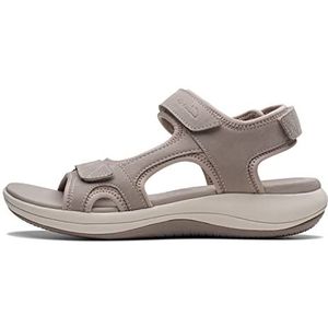 Clarks Mira Bay platte sandaal voor dames, Steen Textiel, 40.5 EU