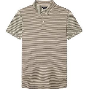 Hackett London Heren Yd Stripe Polo Ss Shirt, Kaki, L