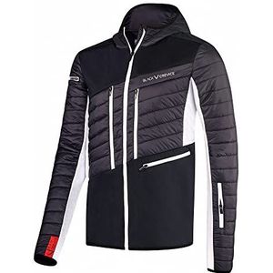 Black Crevice Skitourjas voor heren, hoogwaardige winterjas voor heren van 100% nylon/88% PES & 12% elastaan, wind- en waterafstotende outdoorjas voor heren, ski-jack met bewegingsvrijheid, zwart/wit,