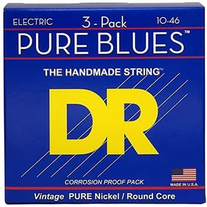 DR Strings PHR-10 Pure Blues - Electric Guitar Strings, 10-46, 3-Pack