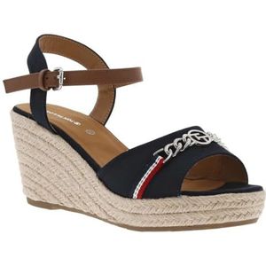 Tom Tailor Dames 5390010026 sandalen met sleehak, marineblauw, 41 EU, Donkerblauw, 41 EU