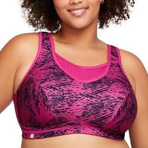 Glamorise Dames Elite Performance No-Bounce Cami Draadloze Sport BH #1067, Fuchsia Print, 75J