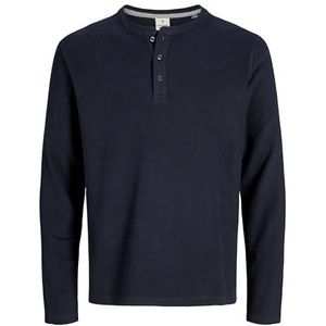 Jack & Jones - JPRBLUTYRELL - Shirt - Navy - Lange Mouw - Henley Hals