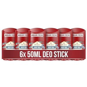 Old Spice Deep Sea Deostick voor mannen, 6 x 50 ml, 48 uur frisheid, langdurige geur in parfumkwaliteit, 0% aluminiumzouten, geen vlekken op zwart en wit, gemaakt van 50% gerecycled plastic