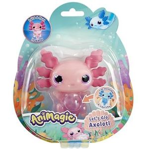 Animagic - Let's Glo Axolotl Roze, Elektronisch en Verlicht Huisdier Voor Kinderen Vanaf 4 Jaar, Zintuiglijke speel- en aanraakervaring, Uitrekbaar lichaam, Drijft en gloeit in water