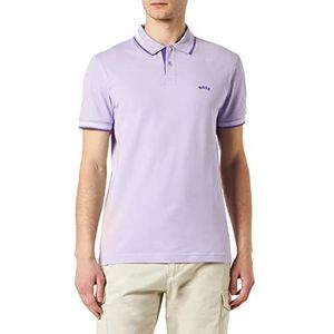 BOSS Paul Curved slimfit poloshirt voor heren van elastisch katoen-piqué met gebogen logo, Licht/Pastel Purple534, M