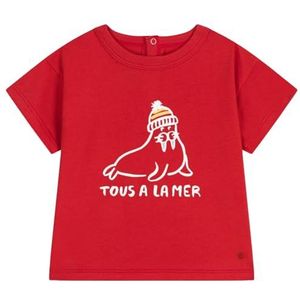 Petit Bateau T-shirt met korte mouwen voor jongens, Rood, 12 Maanden