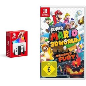 Nintendo Schakelconsole (OLED-model) wit & Super Mario 3D World + Bowser's Fury. Für Nintendo Switch
