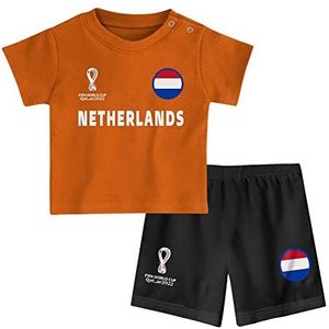 FIFA Unisex Kids Officiële Fifa World Cup 2022 Tee & Short Set - Nederland - Home Country Tee & Shorts Set (pak van 1), ORANJE, 18 Maanden