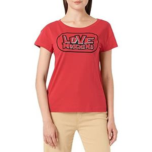 Love Moschino Dames Boxy Fit Short Sleeves met Skate Print T-Shirt, rood, 38