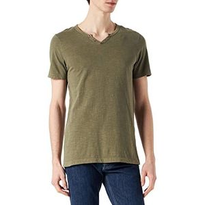 JACK & JONES T-shirt met gespleten hals, donkergroen/Pasvorm: slank, XS