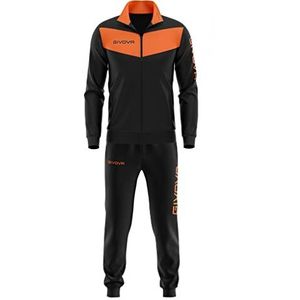 givova - Tuta Visa Fluo, Heren Sportpak, Zwart/Neon Oranje, M