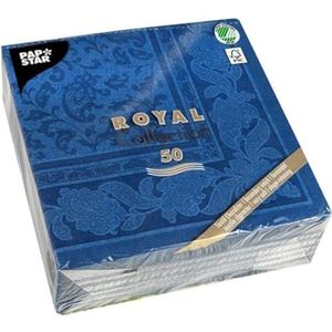50 servetten ""Royal Collection"" 1/4-vouw 40 cm x 40 cm donkerblauw ""Ornaments
