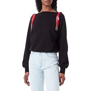 Love Moschino Dames Comfort Fit Wide Collar Long-Sleeved Sweatshirt, Zwart, 46, zwart, 46