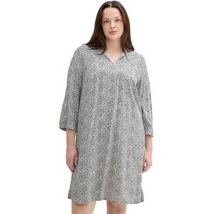 TOM TAILOR Dames Plussize Jurk, 35891 - Organic Navy Dot Design, 46 NL