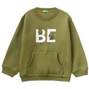 United Colors of Benetton Sweatshirt met capuchon voor kinderen en jongens, legergroen 313, 1 jaar