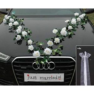 Rozen slinger bruid paar roos decoratie auto decoratie bruiloft auto auto bruiloft ® auto decoratie auto decoratie auto (exclusief wit)