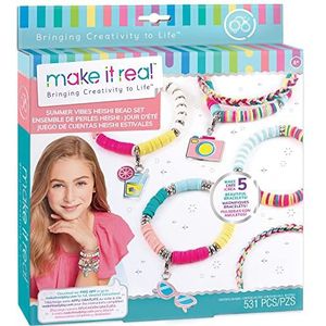 Make It Real 2901317 Heishi Bead Jewellery Set, DIY Bracelets, Creative Kit for Children, Multi-Coloured