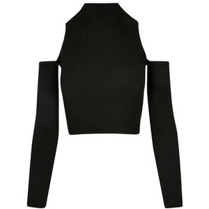 Urban Classics Dames Dames Rib Knit Cut Out Sleeve T-shirt met lange mouwen, Zwart, M, zwart, M