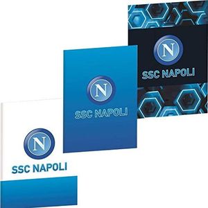 Ssc Napoli notitieblok, geruit 5 m met Margini A4 Maxi 96/100 Ssc Napoli set schooltas, 30 cm, blauw/wit