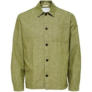 SELETED HOMME Ls W Noos Overhemd voor heren, Slhlooseblaas-linnen, Olive Branch, M