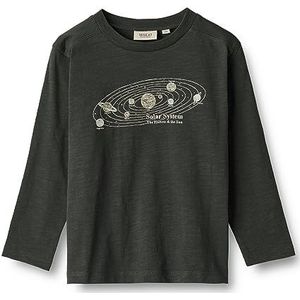Wheat Zonnesytem Junior shirt met lange mouwen voor jongens, 100% biologisch katoen, Öko-Tex-standaard, 0025 Black Coal, 110 cm