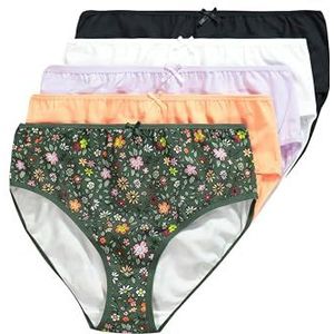 Ulla Popken, Dames, grote maten, 5 stuks, midi-brieven, Floral Symphony, Kaki, 54/56