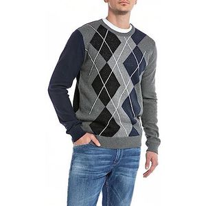 Replay Herentrui regular fit, 010 Jacquard Grey Mel/Black/Whithe, S