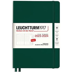 LEUCHTTURM1917 367547 Academische weekplanner medium (A5) 2024, 18 maanden, bosgroen, Engels