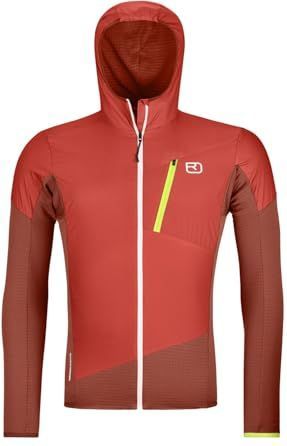 Ortovox - Ladiz Hybrid Jacket - Windjack - Rood - Capuchon, Stretch, Winddicht, 72% Polyester, 22% Wol, 6% Polyamide