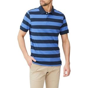 Amazon Essentials Men's Poloshirt van piqué-katoen met slanke pasvorm, Zwart Blauw Rugby, gestreept, XS