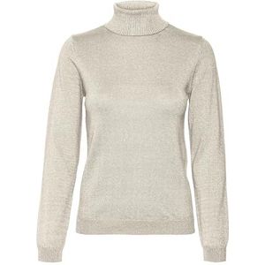 VERO MODA VMHAPPYSHINE LS rolneck trui Boo, Birch/Detail: w. Silver Lurex, M