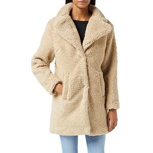 Urban Classics Oversized sherpa winterjas voor dames, mantel met haak en oogsluiting, maat XS tot 5XL, beige (zand 00208), 5XL Grote maten