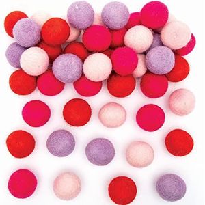 Baker Ross Rood, roze en paars vilt ballen - 50 Pack, kinderen Valentijnsdag Craft Supplies (FC308)