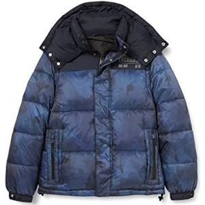Armani Exchange Heren camouflage print, Color Block, Verwijderbare Hood Jacket, Blue Camou, Extra Small