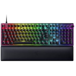 Razer Huntsman V2 (rode schakelaar) - Vrijwel latentievrij optisch gamingtoetsenbord (lineaire optische schakelaars, Doubleshot PBT-toetsen, polssteun) QWERTZ DE-indeling | zwart