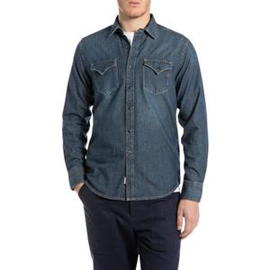 Replay - Jeansoverhemd - Regular Fit - Katoen - Met Borstzakken en Labelstitching