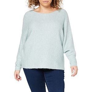 ONLY Dames basic gebreide trui effen kleur gebreide stretch trui lange mouwen ronde hals top ONLGEENA, Grijs (Ether Detail: W.cloud Dancer Melangé), XS
