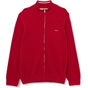 GANT Cotton Pique Zip Cardigan, robijnrood, XXL