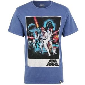 Recovered Star Wars Movie T-Shirt - Originele poster - Blue Wash - Officieel gelicenseerd - vintage stijl, handbedrukt, ethisch afkomstig, Meerkleurig, XXL