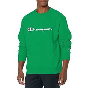 Champion Powerblend Fleece Crew, Script Logo Sweatshirt voor heren, Green Vine Script, L