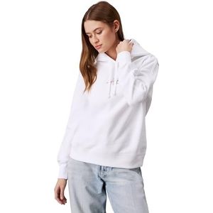 Calvin Klein Jeans Trui Hoodie voor dames, Wit (helder wit), XXL