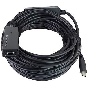PremiumCord USB-C verlengkabel met repeater M/F, stekker naar bus, USB 3.2 Gen 1, 5 Gbit/s, kleur zwart, lengte 10 m
