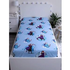 Disney Frozen Hoeslaken Anna Elsa - Eenpersoons - 90 X 200 cm - Blauw